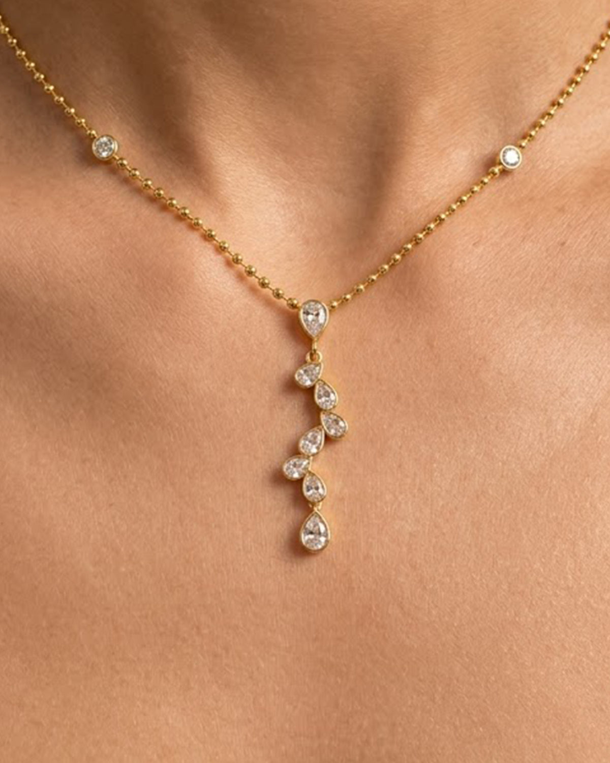 Gold Plated Crystal Y Necklace