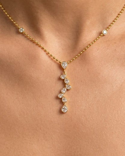 Gold Plated Crystal Y Necklace