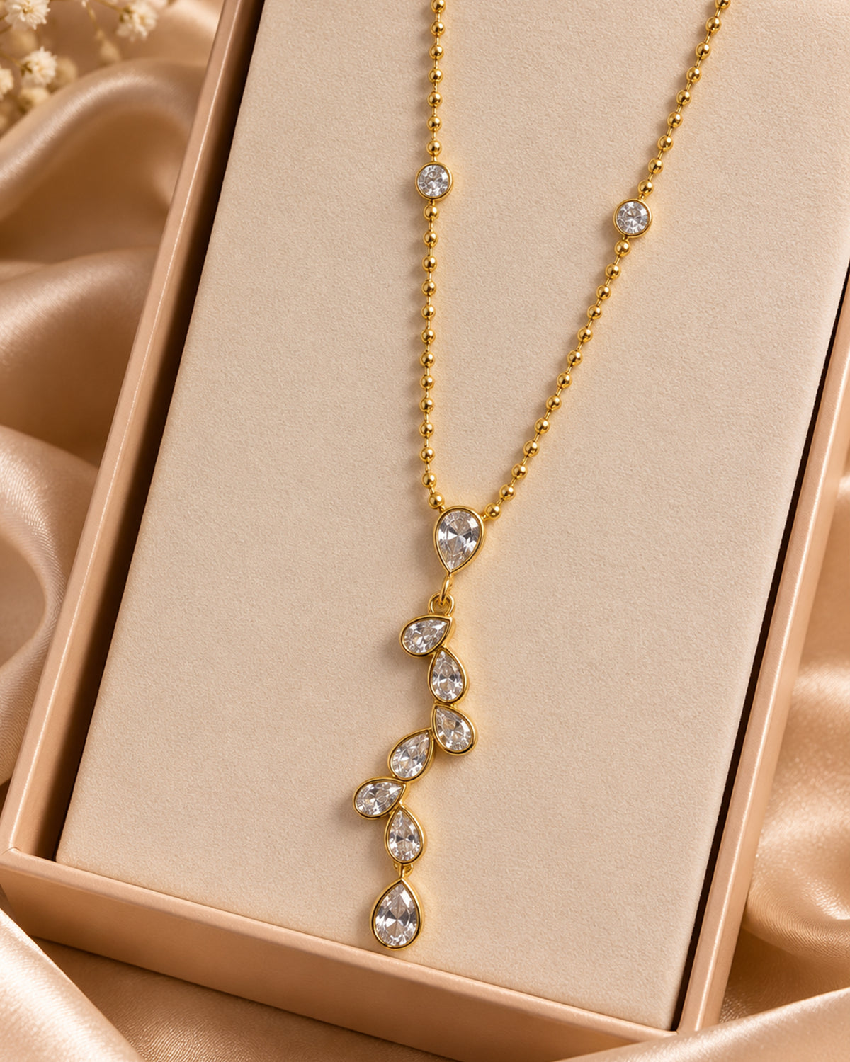 Gold Plated Crystal Y Necklace