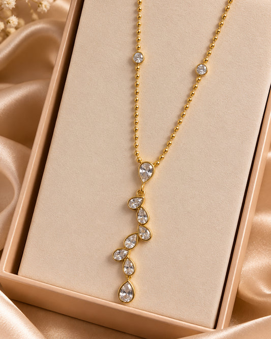 Gold Plated Crystal Y Necklace