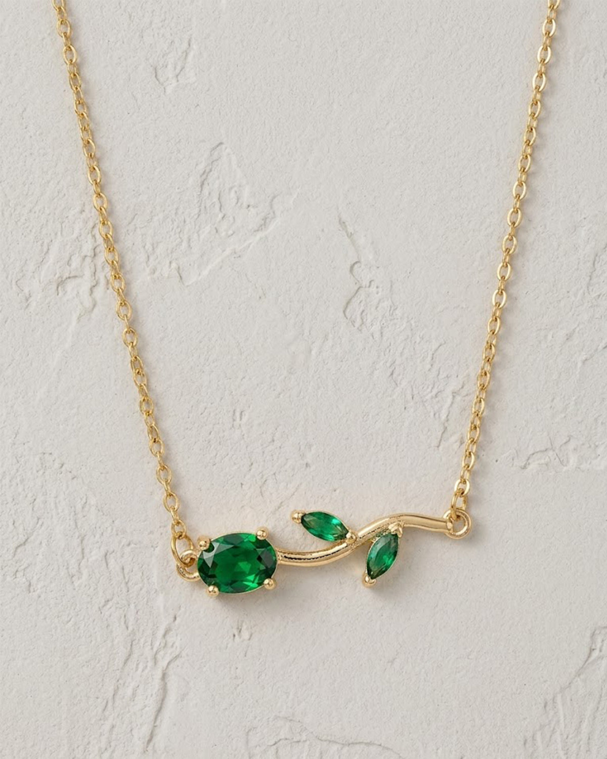 Emerald Vine Gold-Tone Pendant Necklace