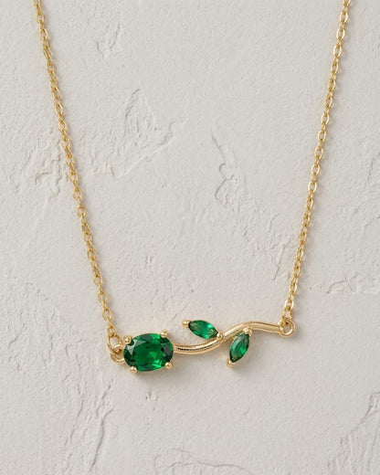Emerald Vine Gold-Tone Pendant Necklace