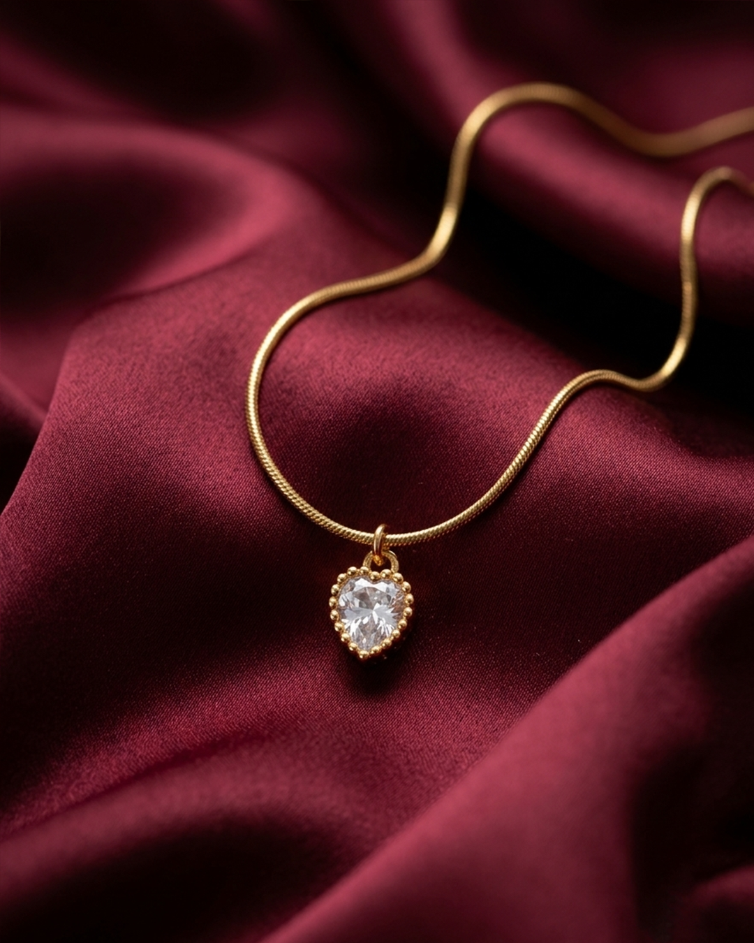 Golden Heart Crystal Necklace | Rakhi Gift