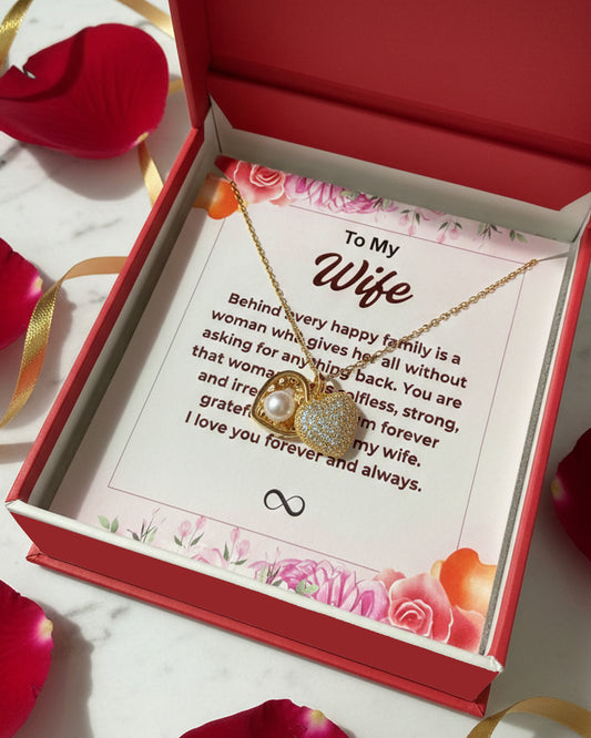 Most Special Gift For My Wife 2026 | Hidden Pearl Heart Locket Necklace | Pink Card