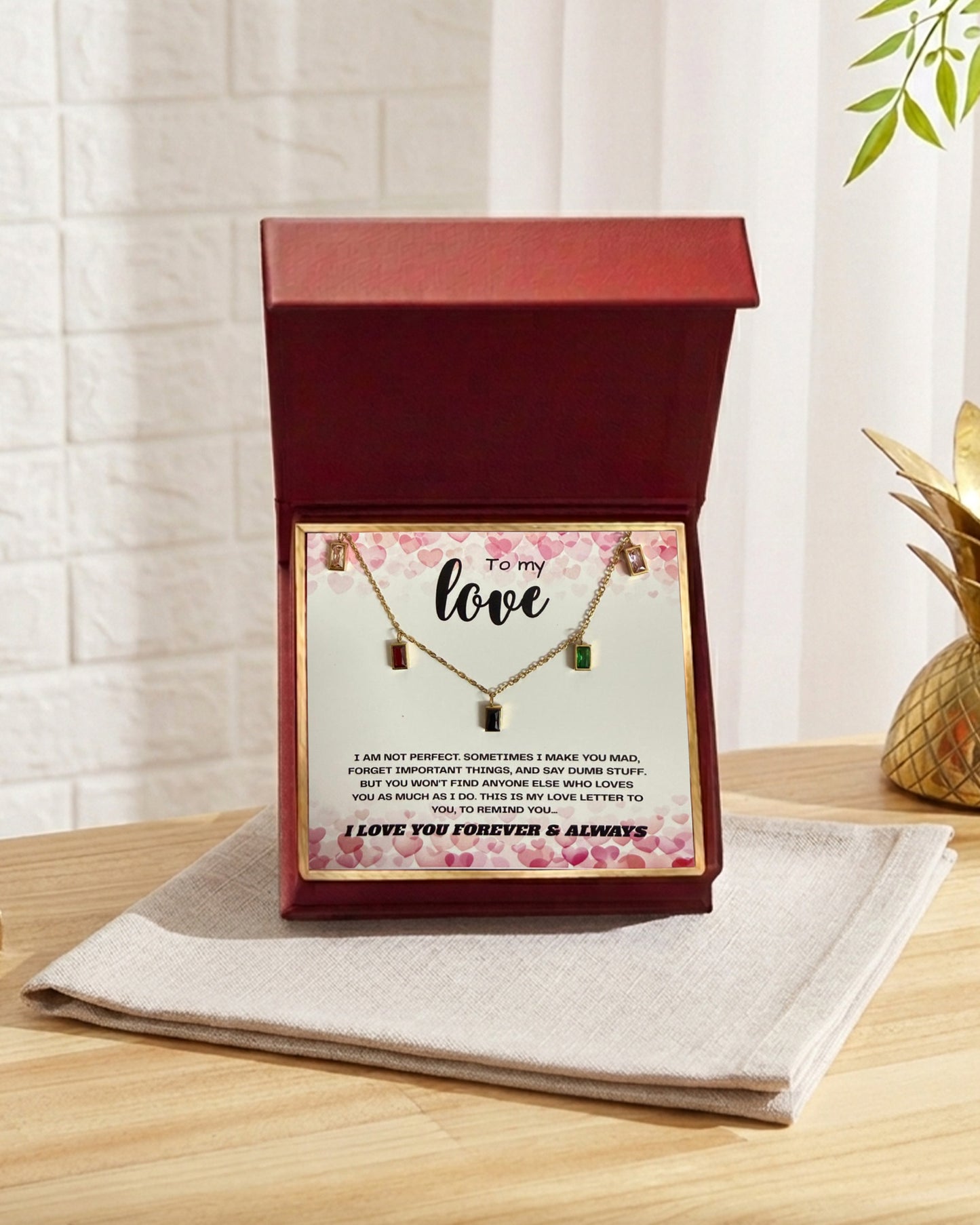 To My Love | Colorful Baguette Necklace | Gift Set