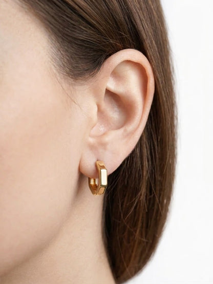 Modern Elegance Hexagon Hoop Earrings