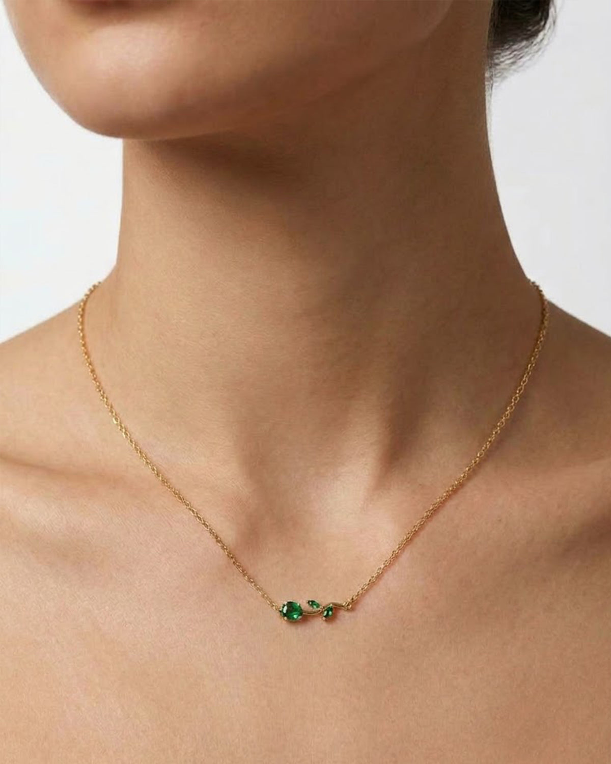 Emerald Vine Gold-Tone Pendant Necklace