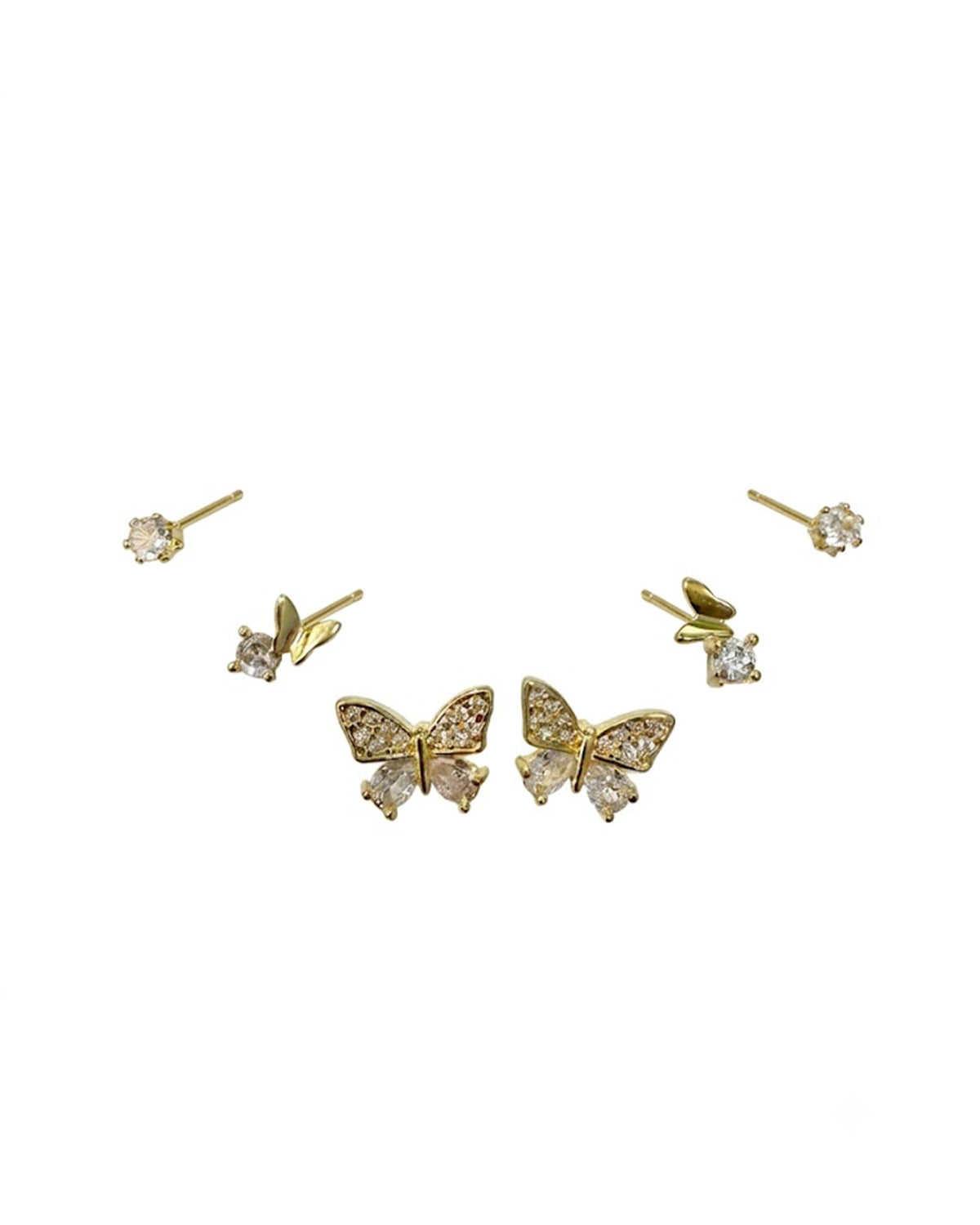3-Pair Butterfly Stud Earring Set