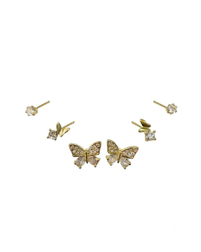 3-Pair Butterfly Stud Earring Set
