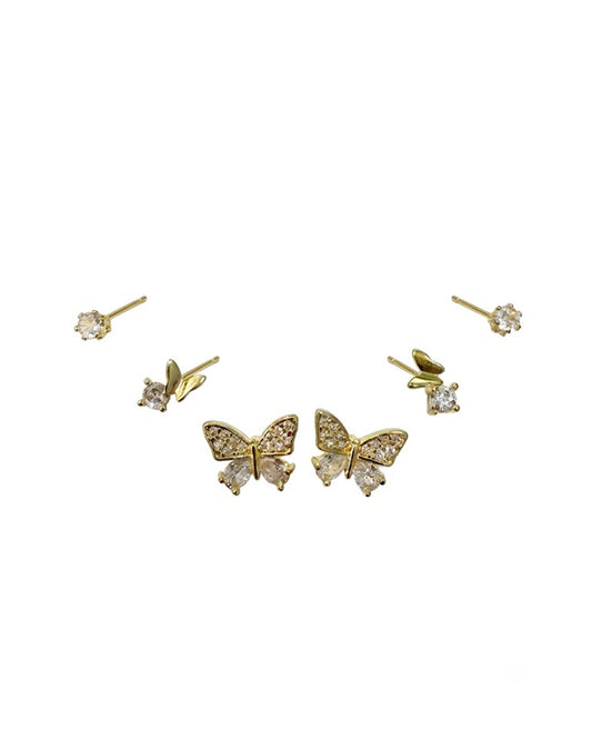 3-Pair Butterfly Stud Earring Set