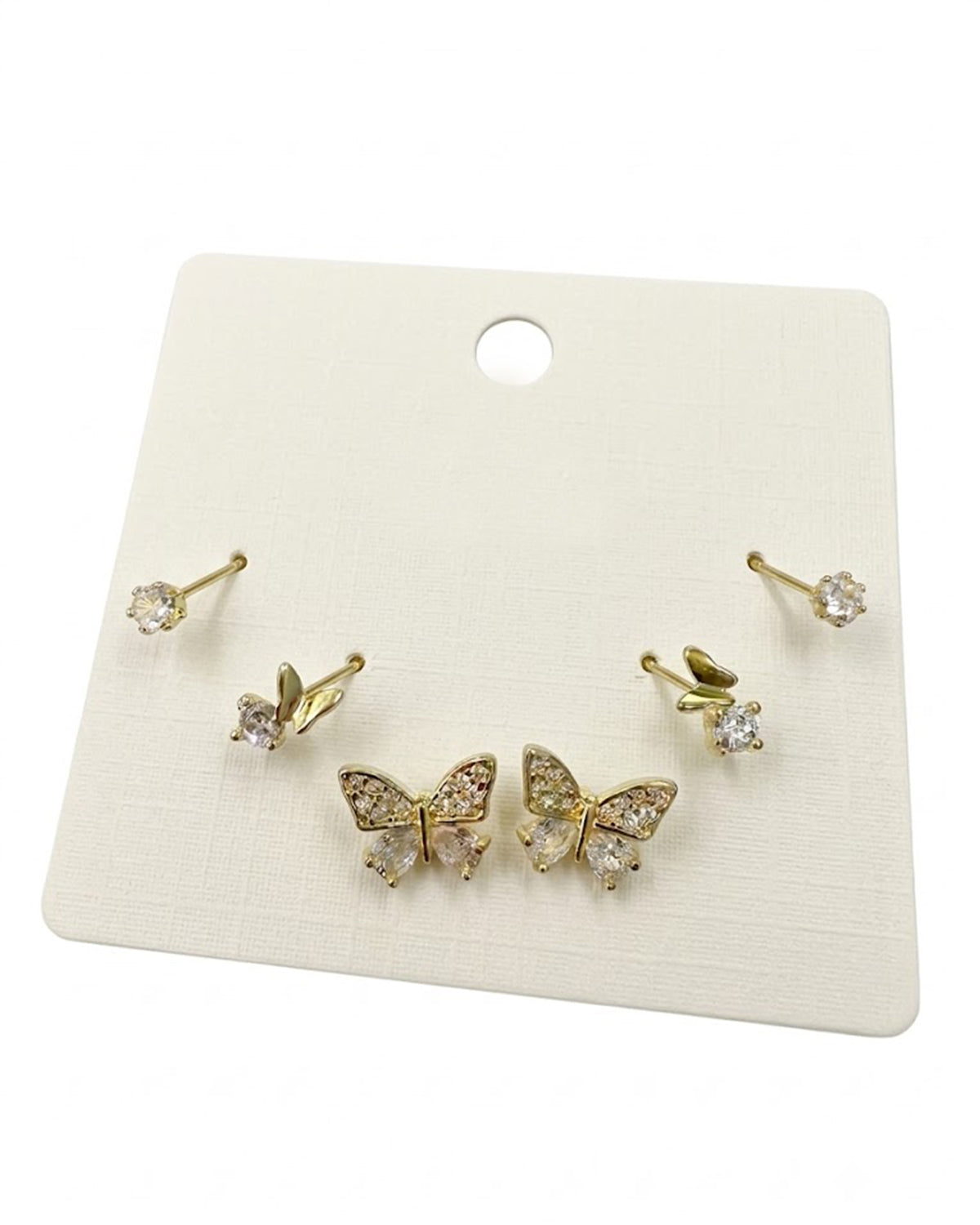 3-Pair Butterfly Stud Earring Set