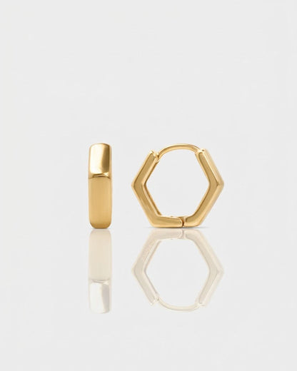 Modern Elegance Hexagon Hoop Earrings