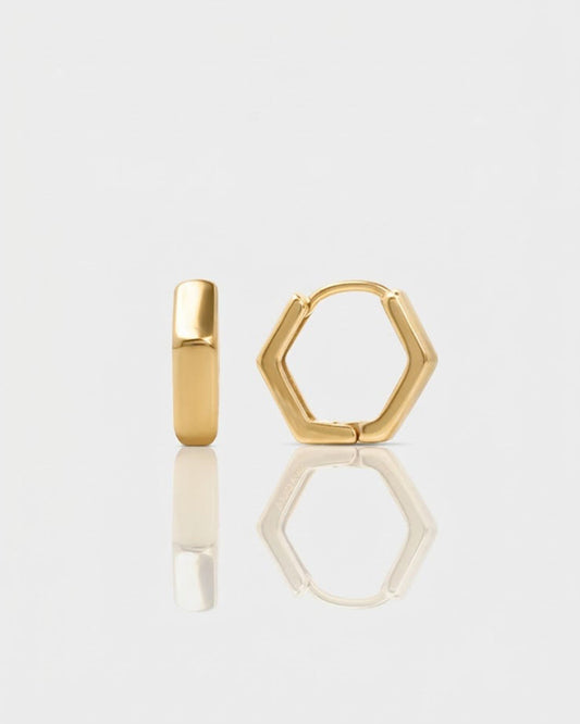 Modern Elegance Hexagon Hoop Earrings