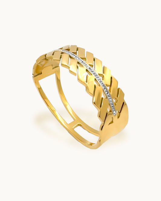 Diamond Row Leaf Cuff Bracelet