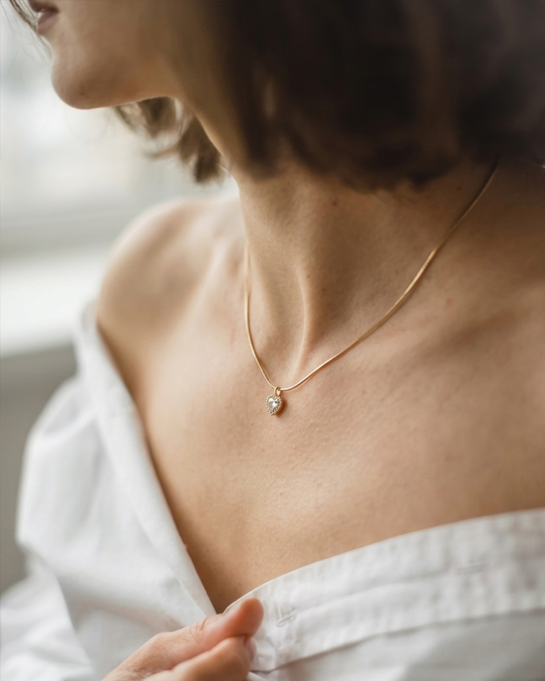 Golden Heart Crystal Necklace | Rakhi Gift