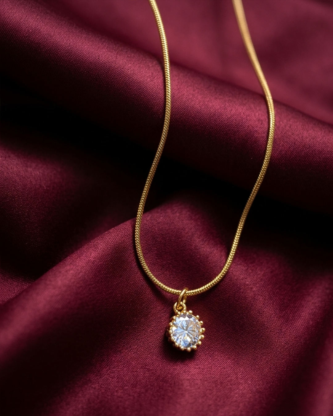 Golden Solitaire Crown Necklace | Rakhi Gift