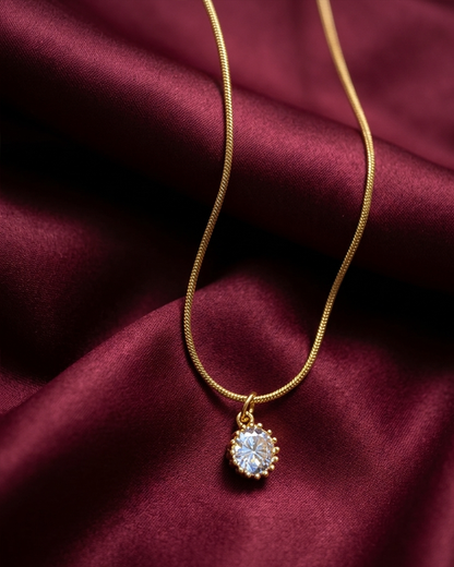 Golden Solitaire Crown Necklace | Rakhi Gift