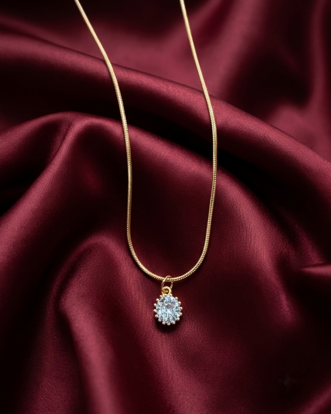Golden Solitaire Crown Necklace | Rakhi Gift