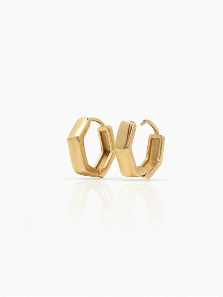 Modern Elegance Hexagon Hoop Earrings