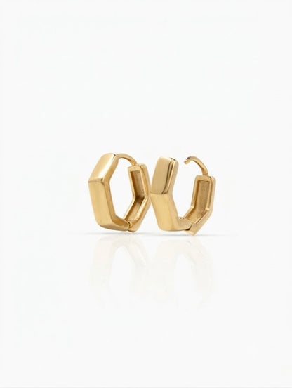 Modern Elegance Hexagon Hoop Earrings