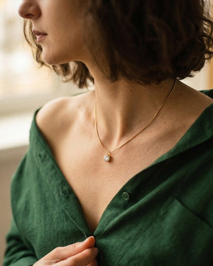 Golden Solitaire Crown Necklace | Rakhi Gift
