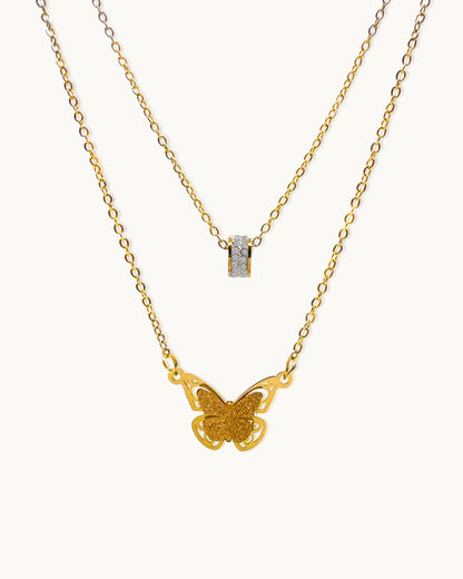 Golden Glow Butterfly Necklace