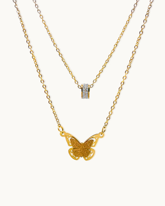Golden Glow Butterfly Necklace