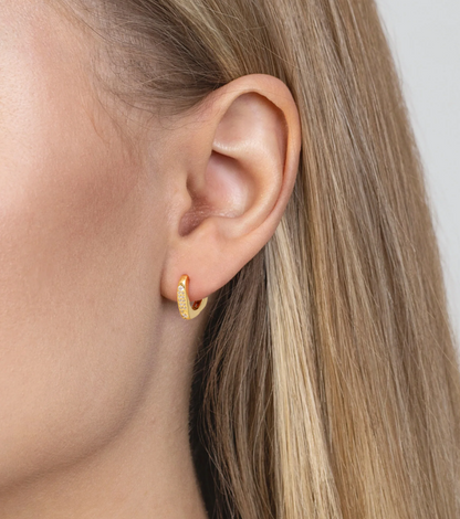 Sparkling Gold Rectangular Huggie Earrings