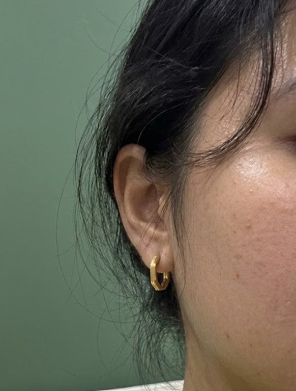 Hexagon Gold Huggie Hoop Earrings