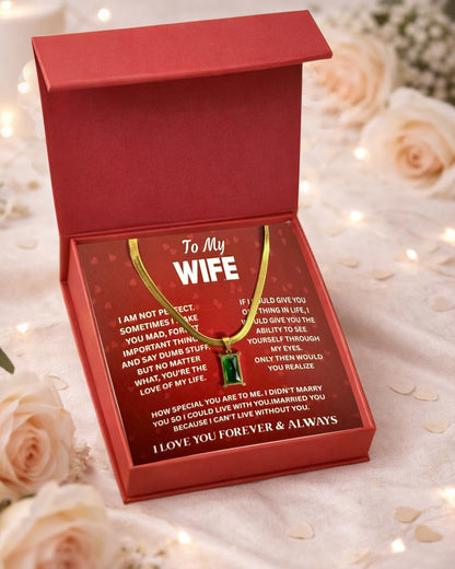 To Wife | Emerald Baguette Necklace | Gift Set