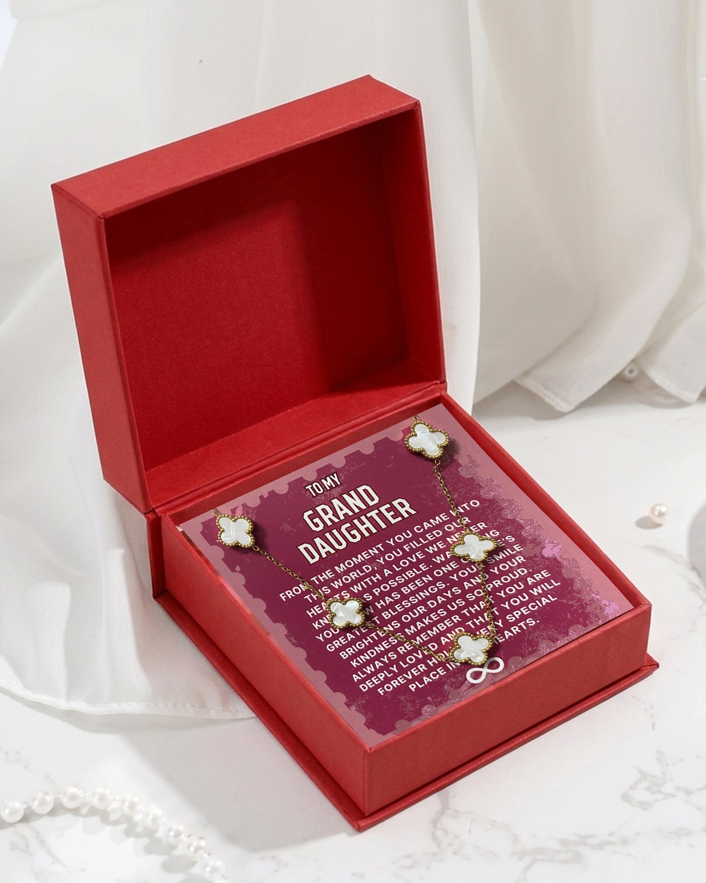 To Grand Daughter | Five Clover MOP Necklace | Gift Set