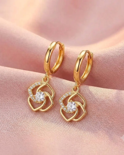 3-Pair Gold Huggie Hoop Drop Earring Set