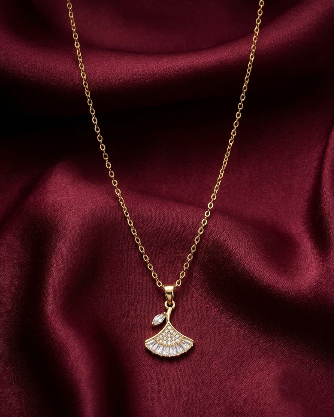 Fan-Motif Diamond Necklace | Rakhi Gift