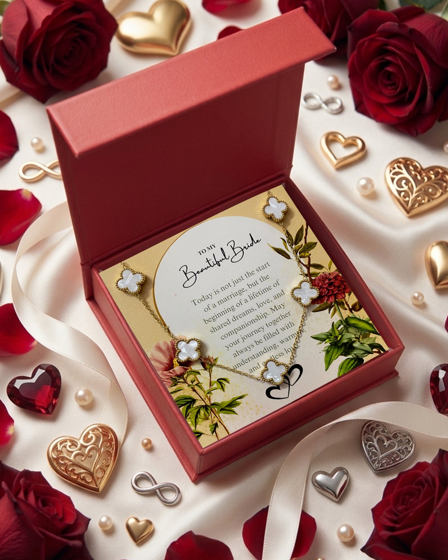 To Bride | Five Clover MOP Necklace | Gift Set