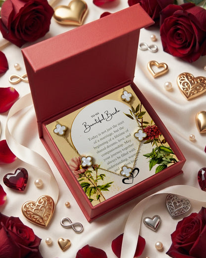 To Bride | Five Clover MOP Necklace | Gift Set