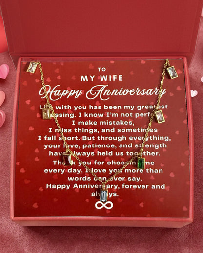Happy Anniversary | Colorful Baguette Necklace | Anniversary Gift Set