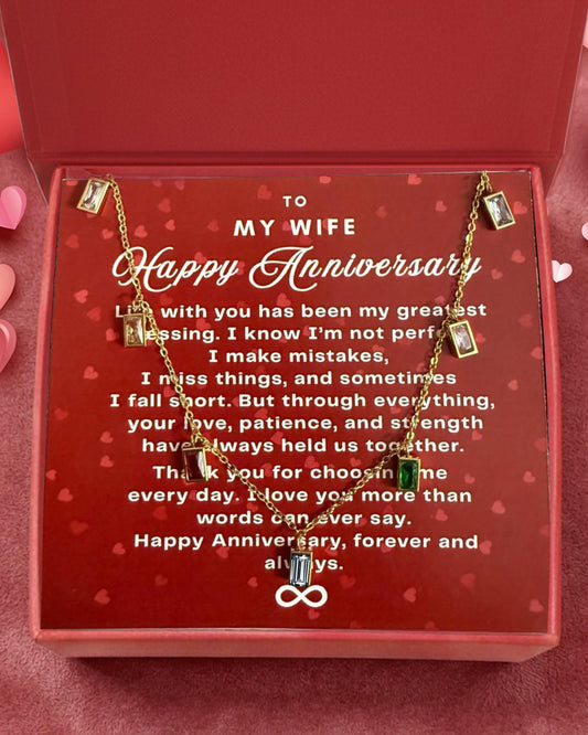Happy Anniversary | Colorful Baguette Necklace | Anniversary Gift Set