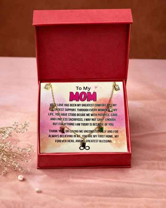 To Mom | Colorful Baguette Necklace | Gift Set