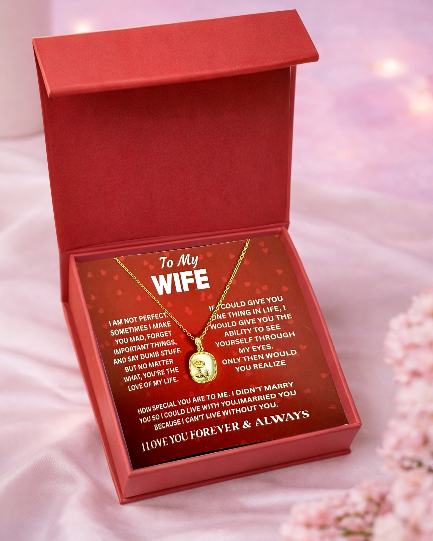To Wife | Flower Shell Pendant Necklace | Gift Set