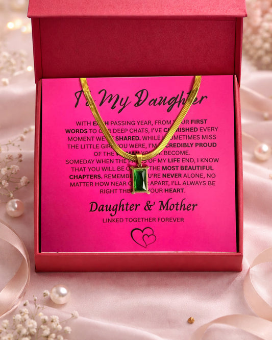 To Daughter | Emerald Baguette Necklace | Gift Set