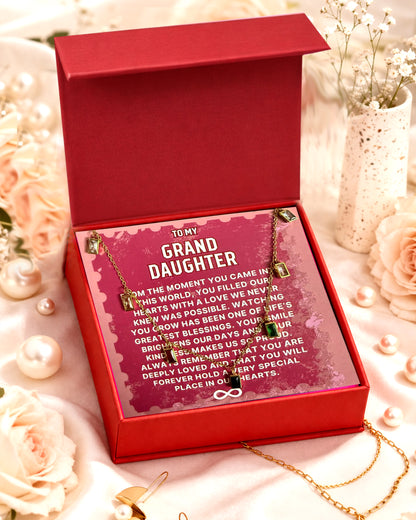 To Grand Daughter | Colorful Baguette Necklace | Gift Set