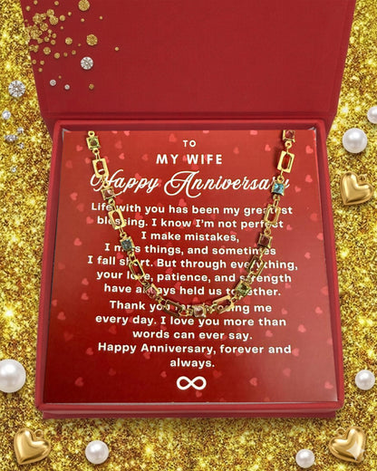 Happy Anniversary | Rectangle Colorful Stone Necklace | Anniversary Gift Set