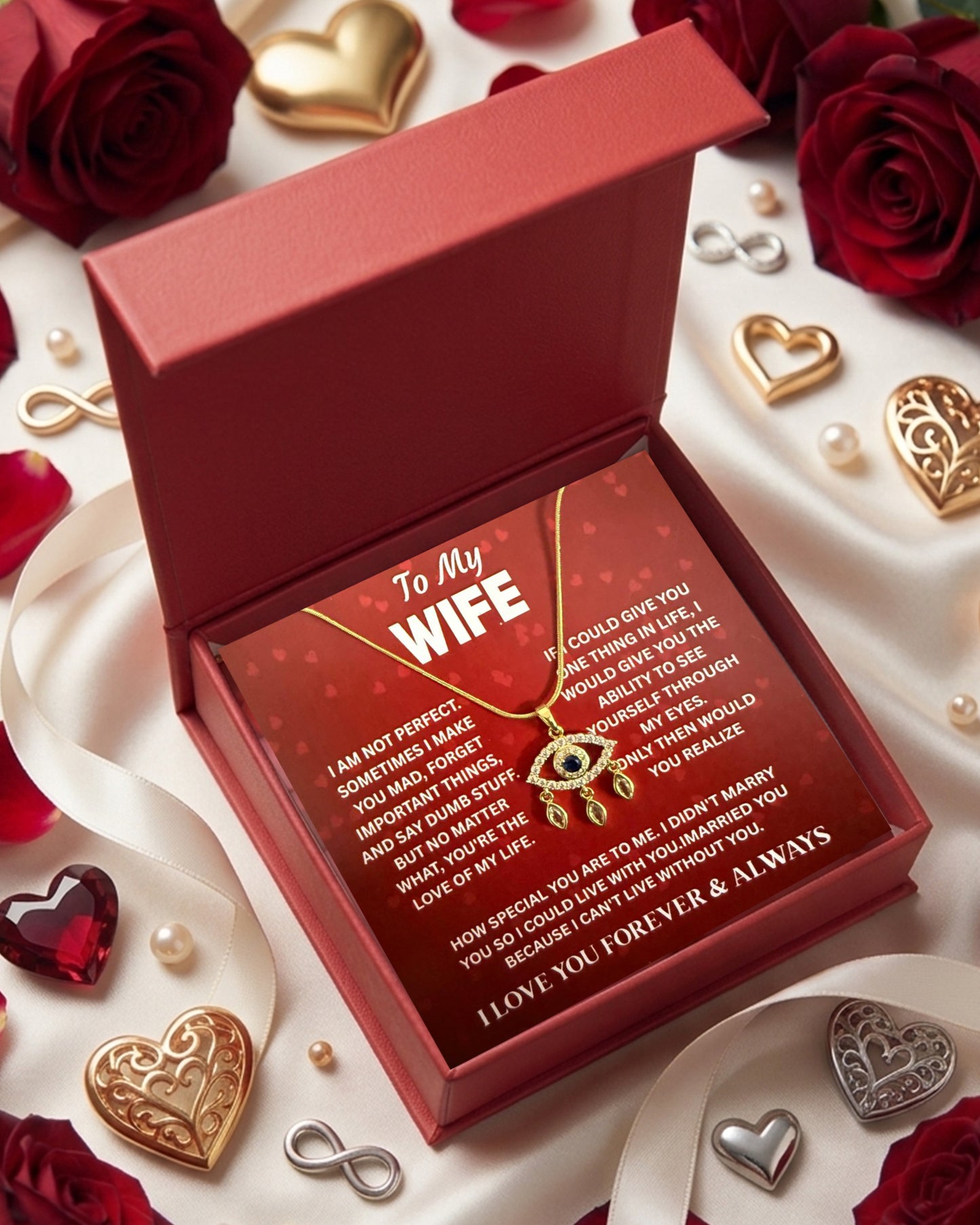To Wife  | Evil Eye Necklace | Gift Set
