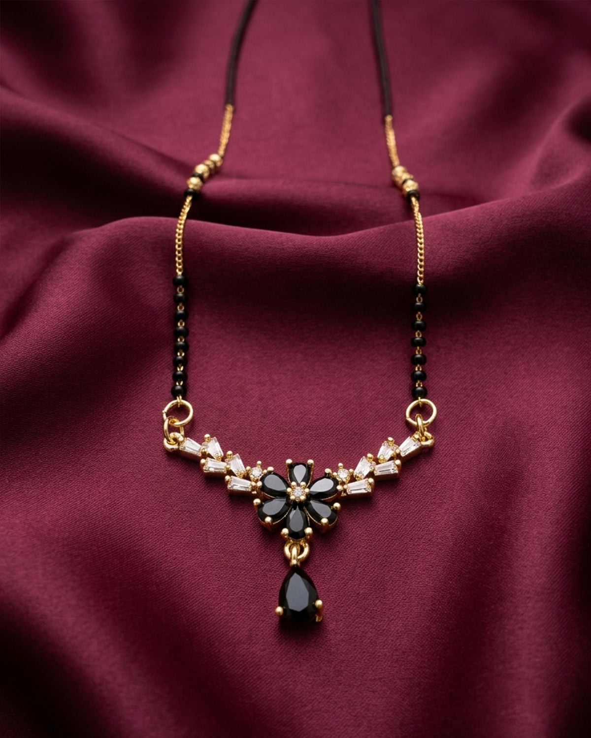 Elegant Floral Gemstone Mangalsutra