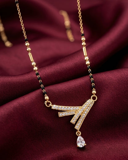 Modern Geometric Cross-Bar CZ Mangalsutra