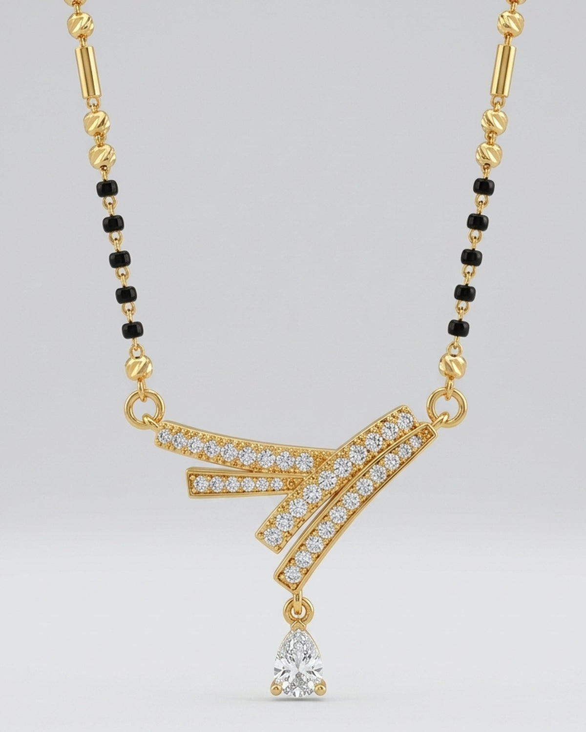 Modern Geometric Cross-Bar CZ Mangalsutra