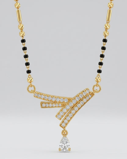 Modern Geometric Cross-Bar CZ Mangalsutra