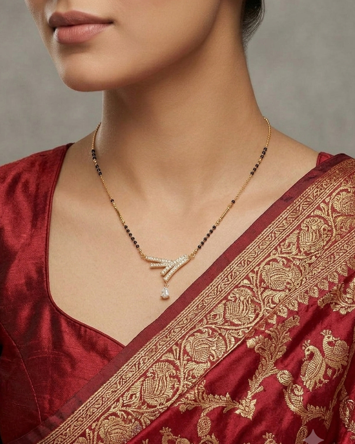 Modern Geometric Cross-Bar CZ Mangalsutra