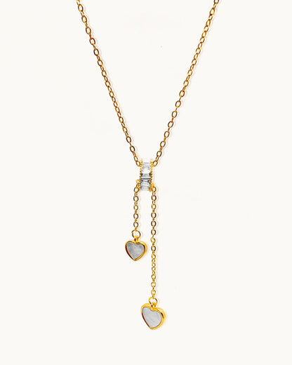 Twin Heart Drop Necklace