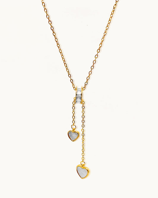 Twin Heart Drop Necklace